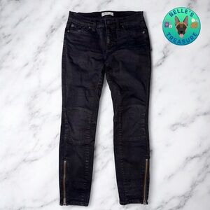 Madewell Skinny Skinny Stretchy Black Reinforced Knee Zip Ankle Sz 27 Goth‎ Emo